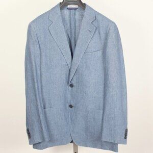 Belvest Jacketinthebox blazer jacket 50 US 40 linen blue two button sport coat